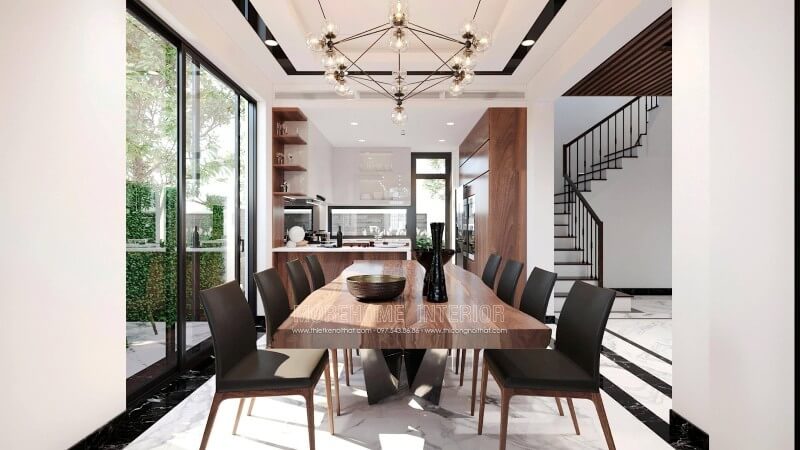 Mẫu thiết kế nôi thất phòng ăn biệt thự đẹp Thiết kế phòng bếp biệt thự