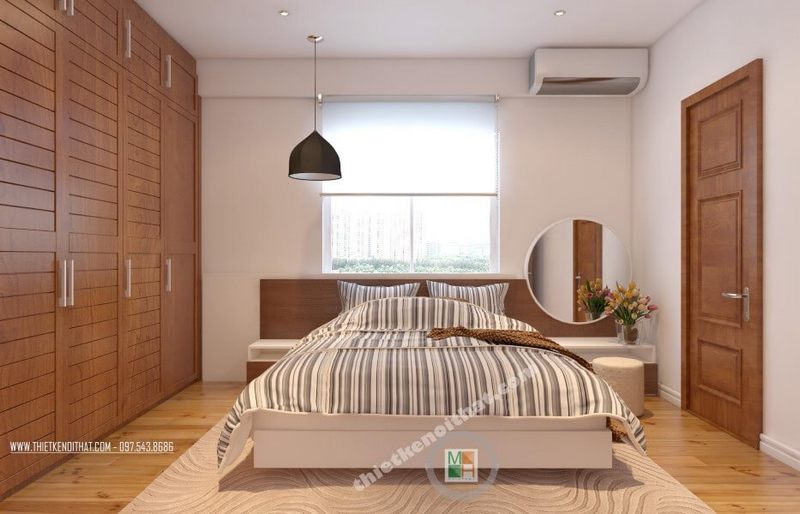 Thiết kế nội thất phòng ngủ cao cấp cho chung cư, nhà phố với tông màu nâu sáng chủ đạo
