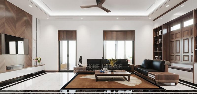 Nội thất sofa gỗ óc chó bọc da đẹp hiện đại mang lại không gian phòng khách mới lạ, độc đáo hơn