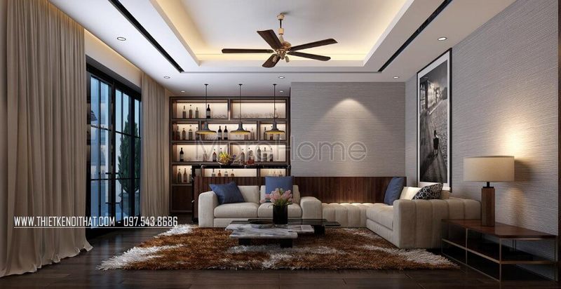 Thiết kế trần thạch cao hiện đại cho phòng khách nhà phố, chung cư hiện đại