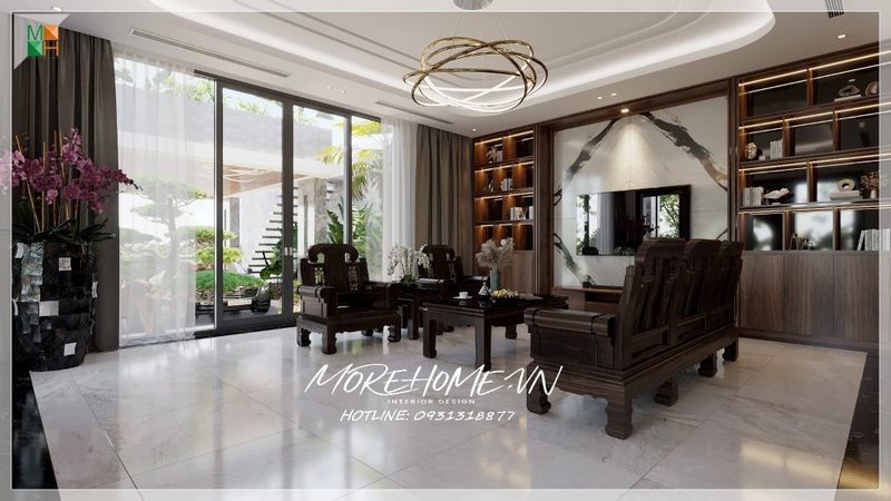 Bộ bàn ghế gỗ tự nhiên hiện đại đón tiếp khách tới chơi, thể hiện cá tính, gu thẩm mỹ của gia chủ