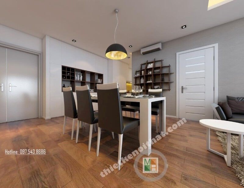 Bằng chỉ có 2 màu đen và trắng, kiến trúc sư đã sáng tạo ra một không gian phòng ăn rợp ráo và thoải mái hơn.